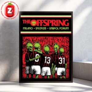 The Offspring Live Show Music At Uniipol Forum In Assago Milano On September 29 2025 Red Green Skeleton Football Theme Home Decor Poster Canvas