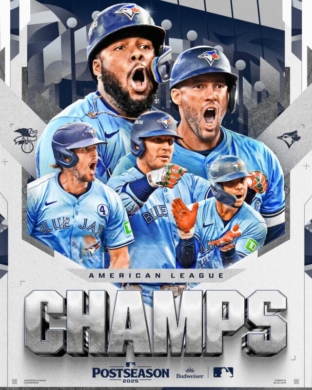 Toronto Blue Jays 2025 American League Champions MLB Baseball Poster Celebration Edition