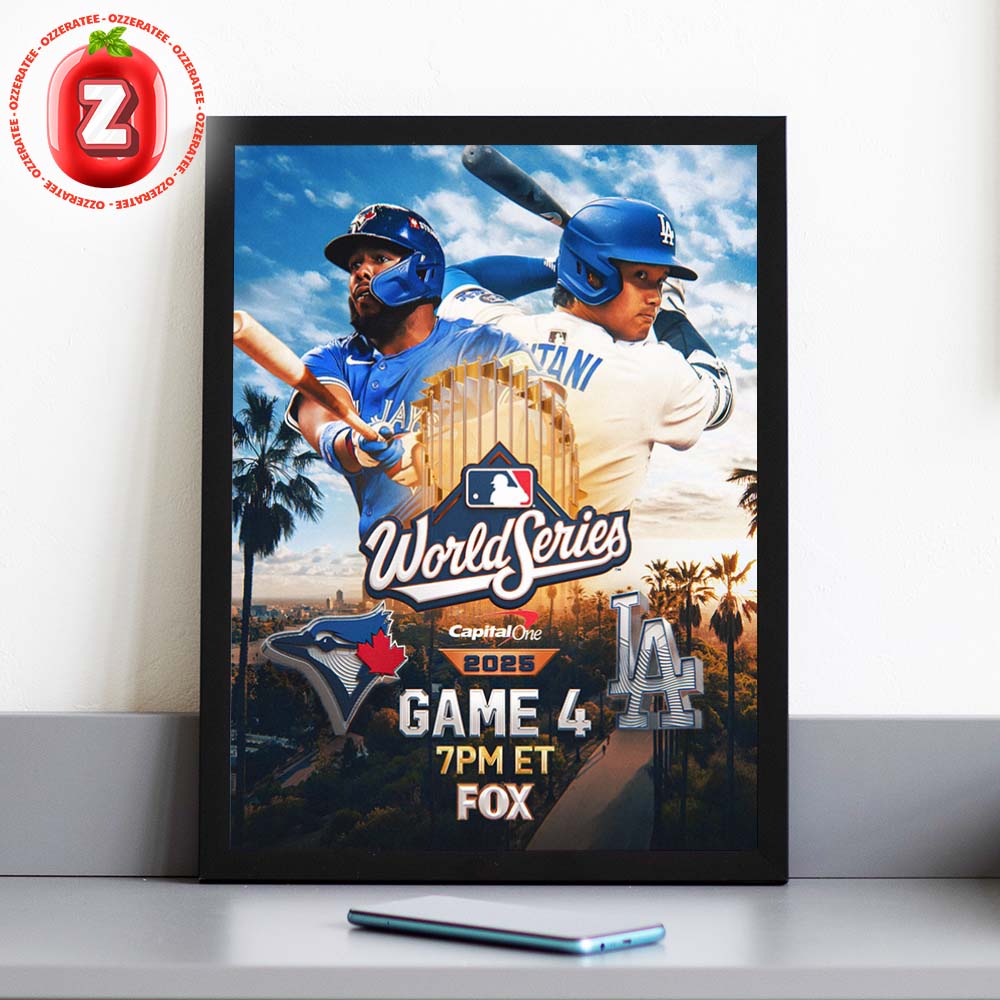 Toronto Blue Jays Vs Los Angeles Dodgers Game 4 World Series 2025 Poster Baseball Championship Artwork FOX Broadcast Edition Home Decor Poster Canvas Toronto Blue Jays Vs Los Angeles Dodgers Game 4 World Series 2025 Poster Baseball Championship Artwork FOX Broadcast Edition Home Decor Poster Canvas
