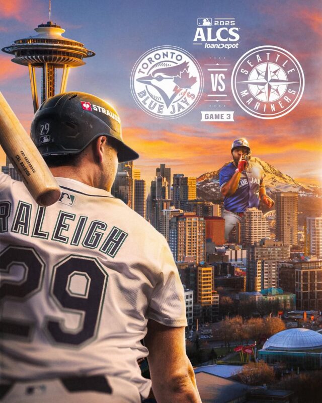 Toronto Blue Jays Vs Seattle Mariners Matchup Poster At ALCS Game 3 In Seattle On October 2025 Major League Baseball