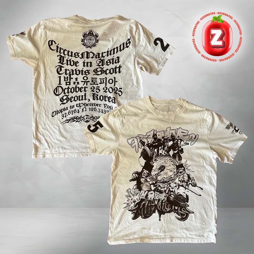 Travis Scott 2025 Korea Merch Circus Maximus Tour Two Sides Unisex T-Shirt Travis Scott 2025 Korea Merch Circus Maximus Tour Two Sides Unisex T-Shirt