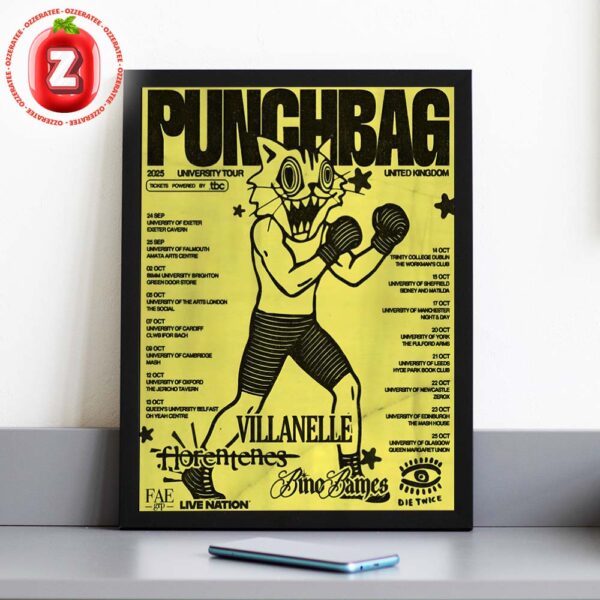 Villanelle Tour Poster In United Kingdom On September To October 2025 Punchbag University Tour Artwork Home Decor Poster Canvas