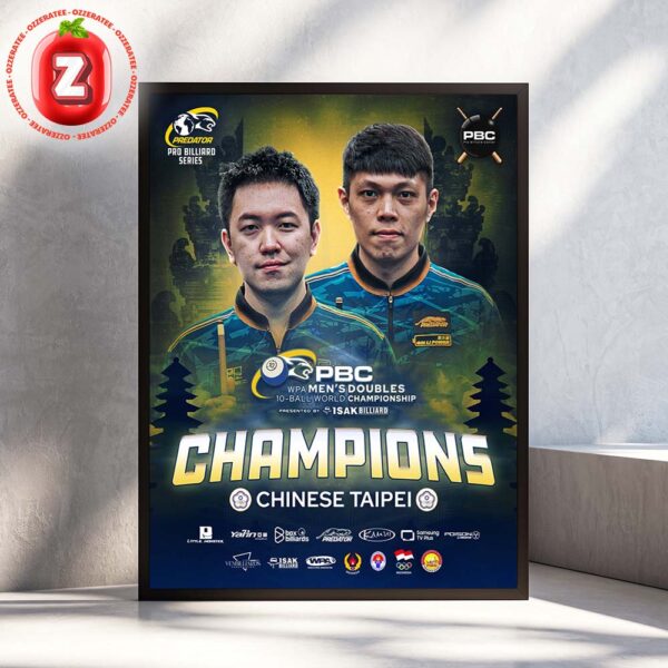 Wu Kun Lin Hsieh Chia Chen Champions Poster Chinese Taipei PBC WPA Men’s Doubles 10-Ball World Championship 2025 Predator Pro Billiard Series Home Decor Poster Canvas