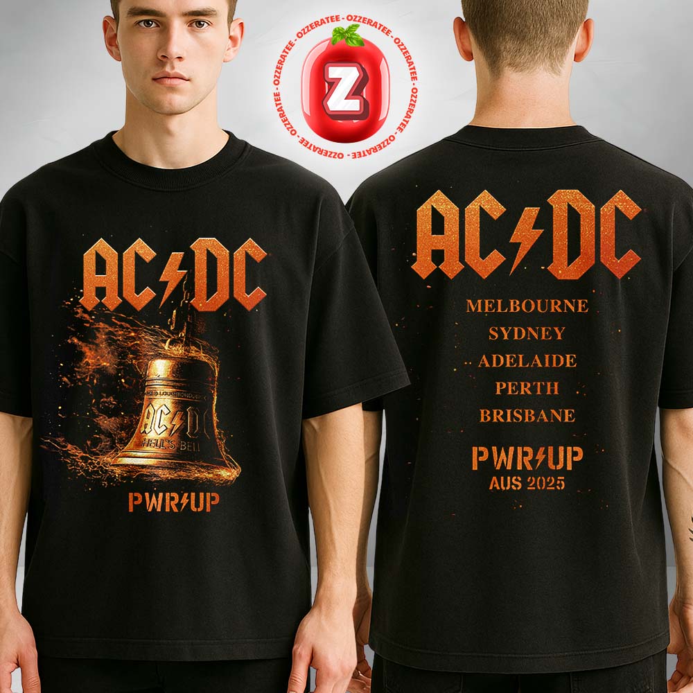 ACDC Hells Bells Lightning PWR UP Tour 2025 Dates And Locations Two Sides Unisex T-Shirt ACDC Hells Bells Lightning PWR UP Tour 2025 Dates And Locations Two Sides Unisex T-Shirt