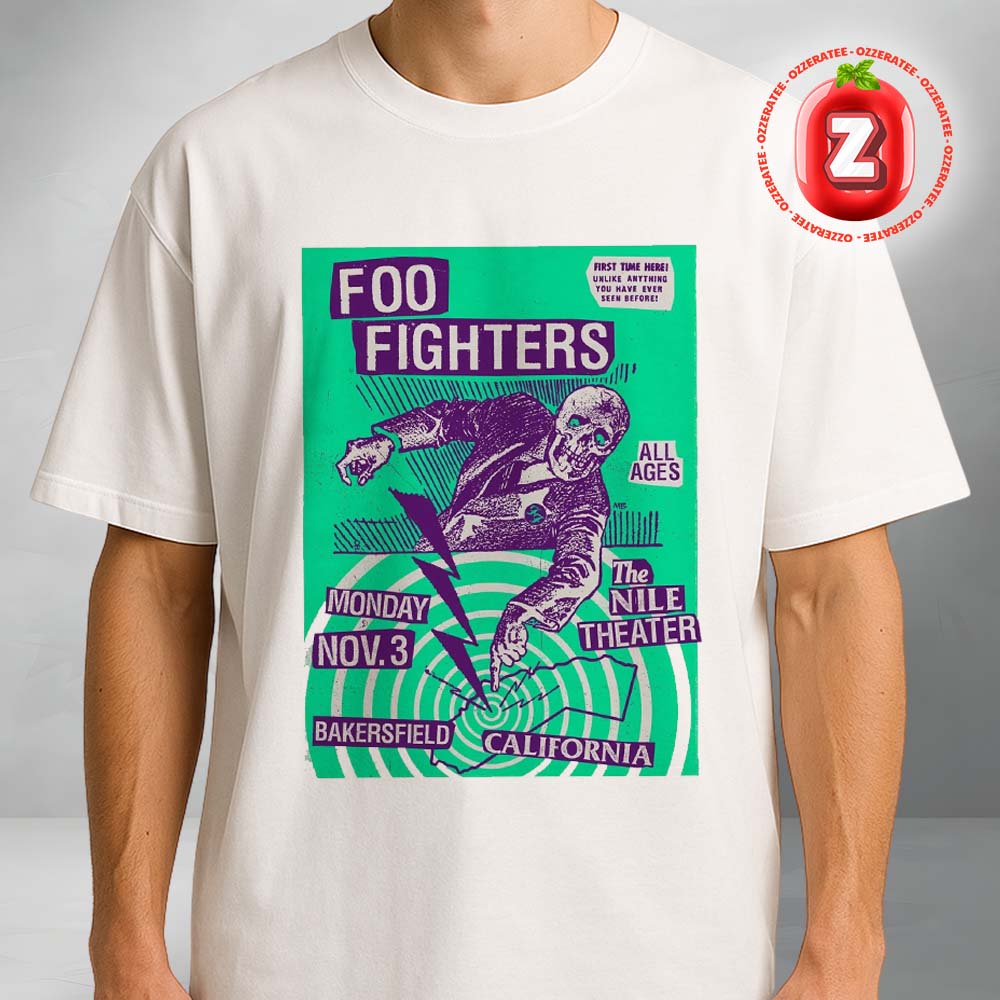 Foo Fighters Music Show At The Nile Theater In Bakersfield California On November 3 2025 Skeleton Shockwave Unisex T-Shirt Foo Fighters Music Show At The Nile Theater In Bakersfield California On November 3 2025 Skeleton Shockwave Unisex T-Shirt
