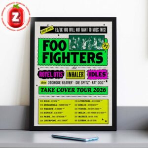 Foo Fighters Take Cover Tour Poster At Anfield Stadium In Liverpool On June 25 2026 EU UK Tour Artwork Home Decor Poster Canvas