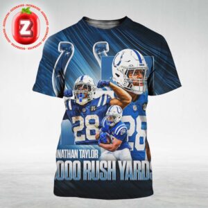 Jonathan Taylor 1000 Rush Yards Milestone Poster Indianapolis Colts 2025 NFL Artwork All Over Print Shirt