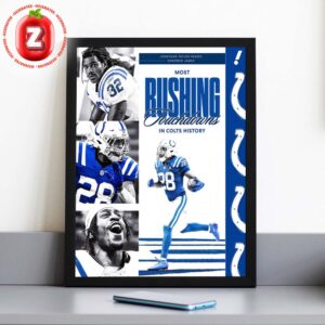 Jonathan Taylor Most Rushing Touchdowns In Colts History Poster 2025 NFL Artwork Home Decor Poster Canvas