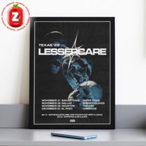 Lesser Care Texas Tour 2025 Rock Art Print At Multiple Venues In Texas USA On Nov To Dec 2025 Home Decor Poster Canvas