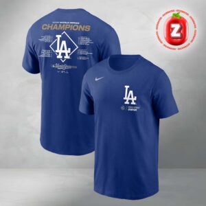 Los Angeles Dodgers Nike 2025 World Series Champions Roster Two Sides Unisex T-Shirt