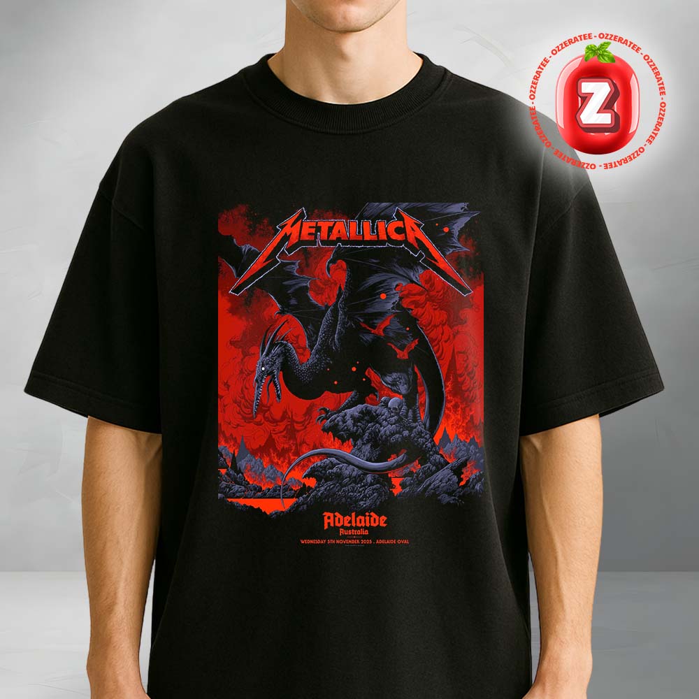Metallica M72 Adelaide Pop-Up Shop Exclusive Poster For Adelaide Oval In North Adelaide SA On Wed 05 November 2025 Art By Kent Taylor Unisex T-Shirt Metallica M72 Adelaide Pop-Up Shop Exclusive Poster For Adelaide Oval In North Adelaide SA On Wed 05 November 2025 Art By Kent Taylor Unisex T-Shirt