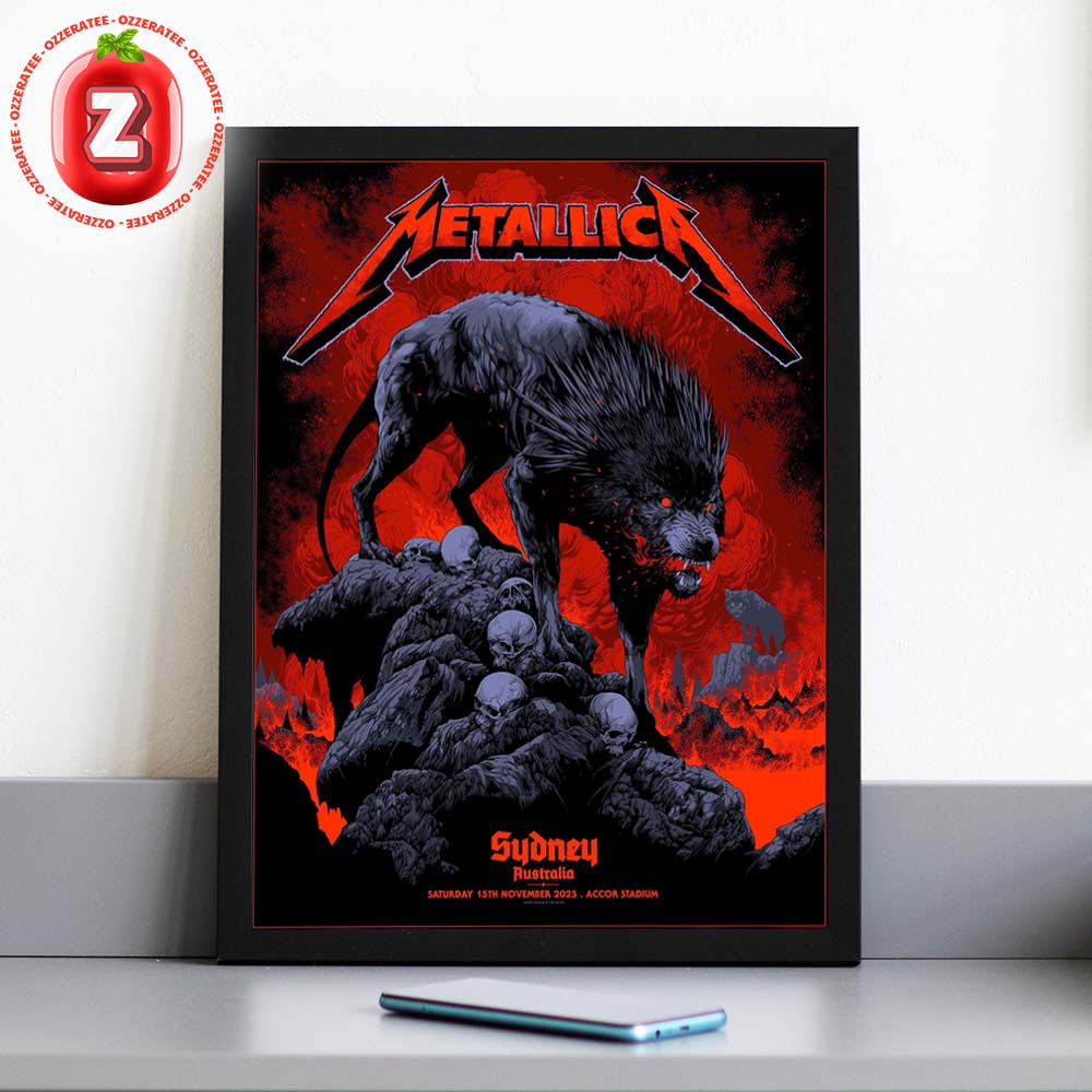 Metallica M72 Sydney Australia Tour 2025 At Accor Stadium In Sydney Olympic Park On Saturday 15th November Hellhound Artwork Home Decor Poster Canvas