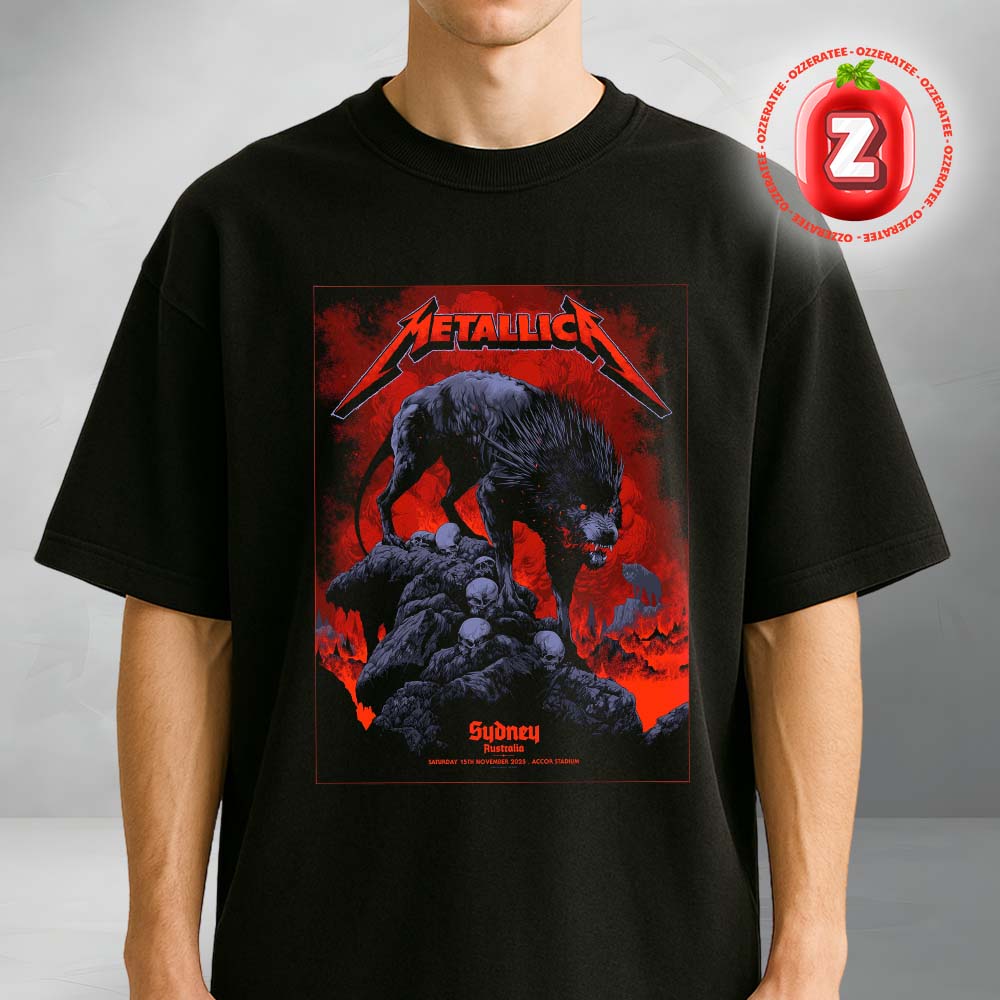 Metallica M72 Sydney Australia Tour 2025 At Accor Stadium In Sydney Olympic Park On Saturday 15th November Hellhound Artwork Unisex T-Shirt