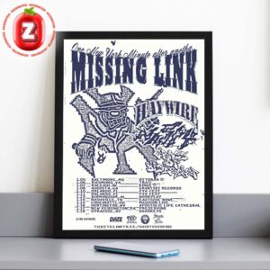 Missing Link Tour Poster At Kings Venue In Raleigh NC On January 8 2026 Haywire Black White Vintage Punk Artwork Home Decor Poster Canvas