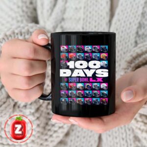 NFL Super Bowl LX Countdown Poster 2025 100 Days Celebration Team Helmets Collection Coffee Ceramic Mug